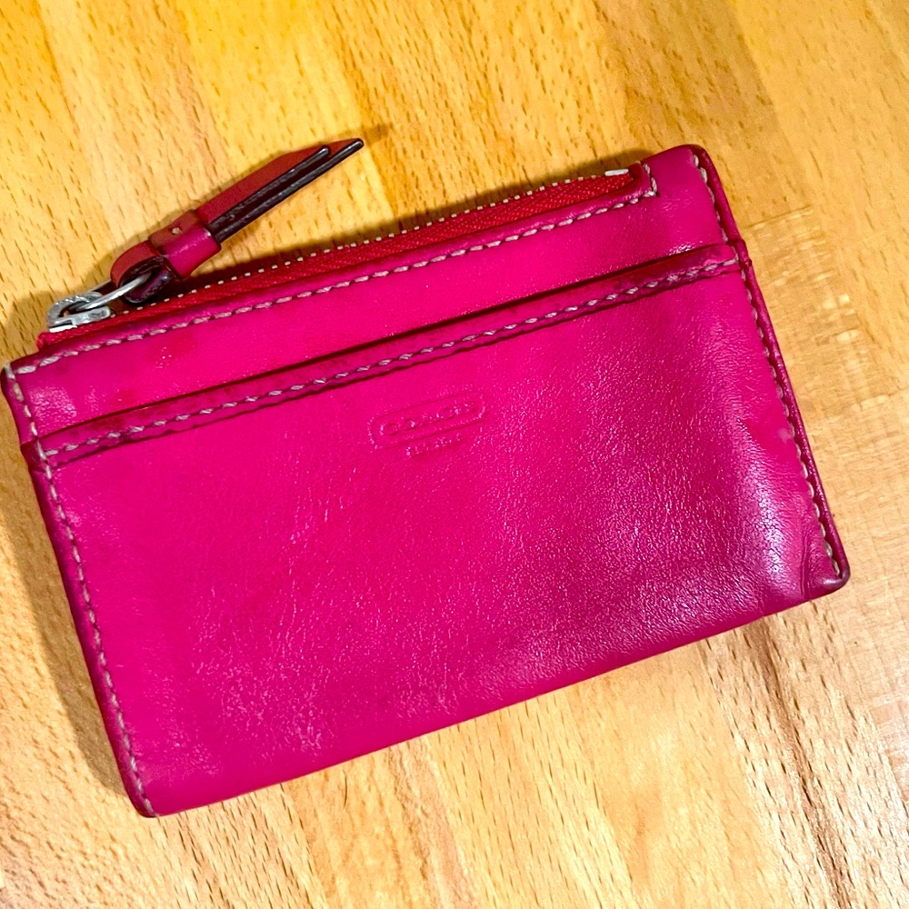 Coach Pink Card Holder Coin Purse Wallet Key Chain